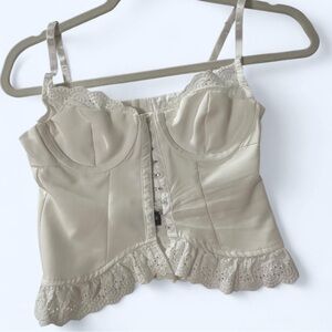 White Fox Boutique Cream Lace Crop Top